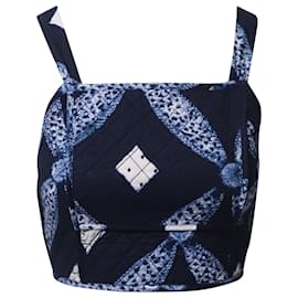 Ulla Johnson-Ulla Johnson Cross-Back Cropped Top in Navy Blue Cotton-Blue,Navy blue