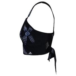 Ulla Johnson-Ulla Johnson Cross-Back Cropped Top in Navy Blue Cotton-Blue,Navy blue