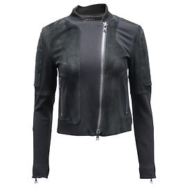 Giacca da moto Theory Shezi K Combo in pelle scamosciata nera Nero
