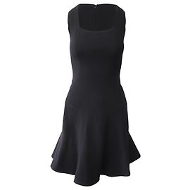 Alaïa Alaia Sleeveless Fluted Mini Dress in Black Wool Black