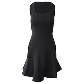 Alaïa-Alaia Mini vestido canelado sem mangas em lã preta-Preto
