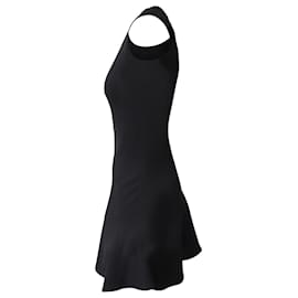 Alaïa-Alaia Sleeveless Fluted Mini Dress in Black Wool-Black