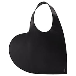 Coperni-Herz-Einkaufstasche aus schwarzem Leder-Schwarz