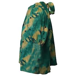 Ulla Johnson-Ulla Johnson Isolda Tie-Dye Puffed Sleeve Top in Green Silk-Green