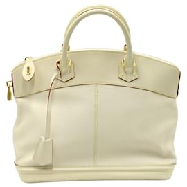 Louis Vuitton-Louis Vuitton Lockit PM Bag in Ivory Leather-White,Cream