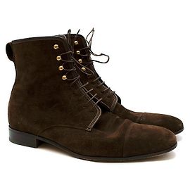Salvatore Ferragamo Botas de camurça marrom com cadarço Marrom Bege