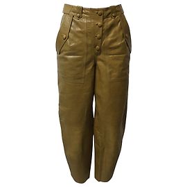 Ulla Johnson Jupiter Runway High Waist Cropped Pants in Brown Leather Brown