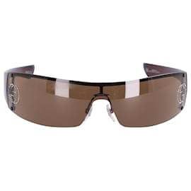 Gucci-Gucci GG 1824 Rectangle Shield Sunglasses in Brown Acetate-Brown