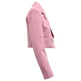 Msgm-MSGM Cropped Blazer in Pink Polyester-Pink