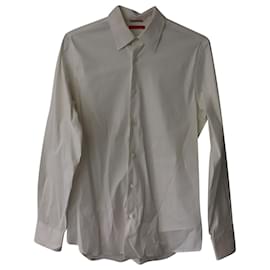 Prada-Prada Long-Sleeve Shirt in White Cotton-White