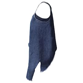 Alexander Mcqueen-Alexander McQueen Blusa assimétrica sem mangas em algodão azul-Azul