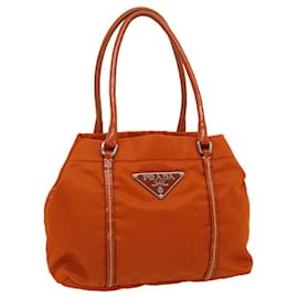 Prada-PRADA Hand Bag Nylon Leather Orange Auth ar7092-Orange