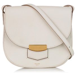Céline Celine Borsa a tracolla in pelle bianca Trotteur Bianco