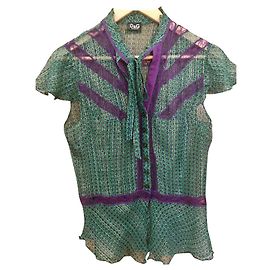 Dolce & Gabbana Geometric Pattern Gold Thread Shirt Multiple colors Golden