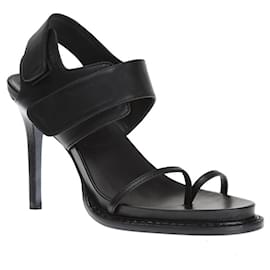 Ann Demeulemeester-Ann Demeulemeester heeled leather and velcro sandals-Black