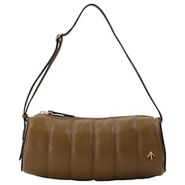 Autre Marque-Padded Cylinder Bag in Brown Leather-Brown