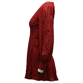 Alice + Olivia-Alice + Olivia Leopard Print Long Sleeve Dress in Red Viscose-Other