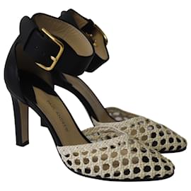 Paul Andrew-Paul Andrew Cane Weave Heeled Sandals in Black Leather-Black