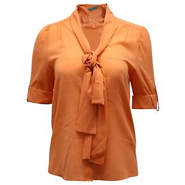 Alice + Olivia Top con fiocco Alice e Olivia Berta in seta arancione Arancione