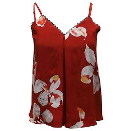 Alice + Olivia Alice & Olivia Blumenspitze – getrimmtes Tanktop aus roter Seide Andere