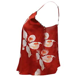 Alice + Olivia-Alice & Olivia Floral Lace -Trimmed Tank Top in Red Silk -Other