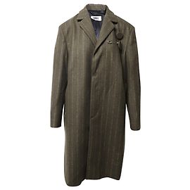 Abrigo a rayas de lana caqui de Maison Martin Margiela Verde Caqui