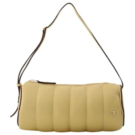 Autre Marque-Padded Cylinder Bag in Cream Leather-Beige