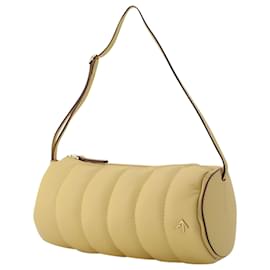 Autre Marque-Padded Cylinder Bag in Cream Leather-Brown,Beige