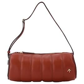 Autre Marque-Padded Cylinder Bag in Red Leather-Red