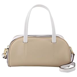 Autre Marque-Hourglass Bag in Ivory and White Leather-Brown,Beige