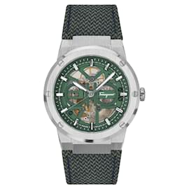 Salvatore Ferragamo-Salvatore Ferragamo F-80 Montre automatique squelette en édition limitée-Argenté,Métallisé