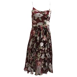 Alice + Olivia-Alice + Olivia Robe sans manches à fleurs avec ceinture en viscose bordeaux-Bordeaux