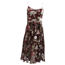 Alice + Olivia Robe sans manches à fleurs avec ceinture en viscose bordeaux Rouge Bordeaux
