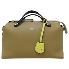Fendi-Sacoche en cuir marron Fendi By The Way-Marron,Multicolore,Beige