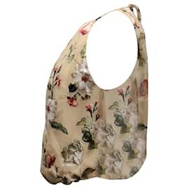 Alice + Olivia-Alice + Olivia Blusa decote halter floral em viscose bege-Bege