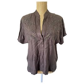 Zadig & Voltaire Brown Viscose Embroidered Top Brown
