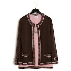 Chanel-05A BROWN PINK CASHMERE SET FR42/44-Brown,Pink