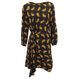 Massimo Dutti Robe mi-longue à imprimé Paisley en noir et marron M 38 Marron Noir