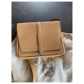 Hermès-Like New Steve Light Junior Messenger Bag-Beige