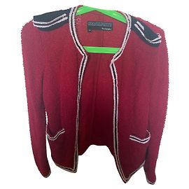 The Kooples Roter Strickpullover aus Baumwolle mit Schulterklappen Rot