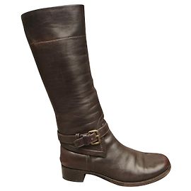 Prada leather riding boots dark brown size 39 Dark brown