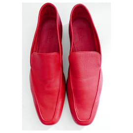John Lobb-John Lobb Red Leather Loafers-Red