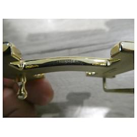 Hermès-boucle de ceinture hermès en métal doré  guillochée 32mm-Bijouterie dorée