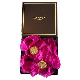 Boucles d'oreilles clips Lanvin strass dorées Doré