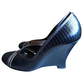 Barbara Bui Wedge Pumps Navy Blue Leather 36 IT Navy blue