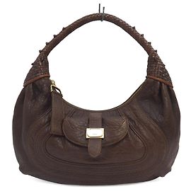 Fendi small leather Spy hobo bag in dark brown Brown Bronze