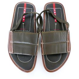 Prada Sport Linea Rosa Brown Leather Sandals Brown