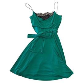 Diane Von Furstenberg-DvF Ravine vintage dress with lace-Black,Green