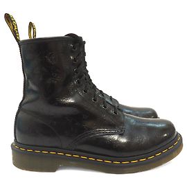 Dr. MARTENS 1460 Botas negras de cuero repujado con flores de QQ 39 Negro