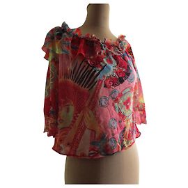 Kenzo top estilo japonês, volante. Multicor